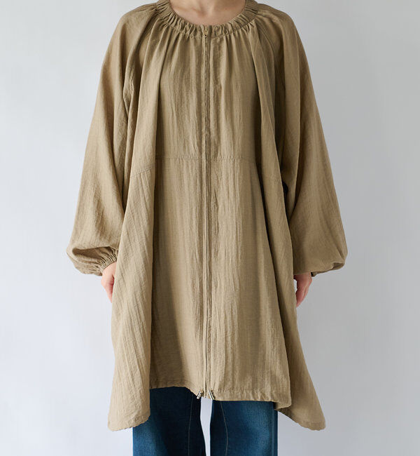  「《さっと羽織れる軽量アウター》麻調シアーロングブルゾン」|その他|