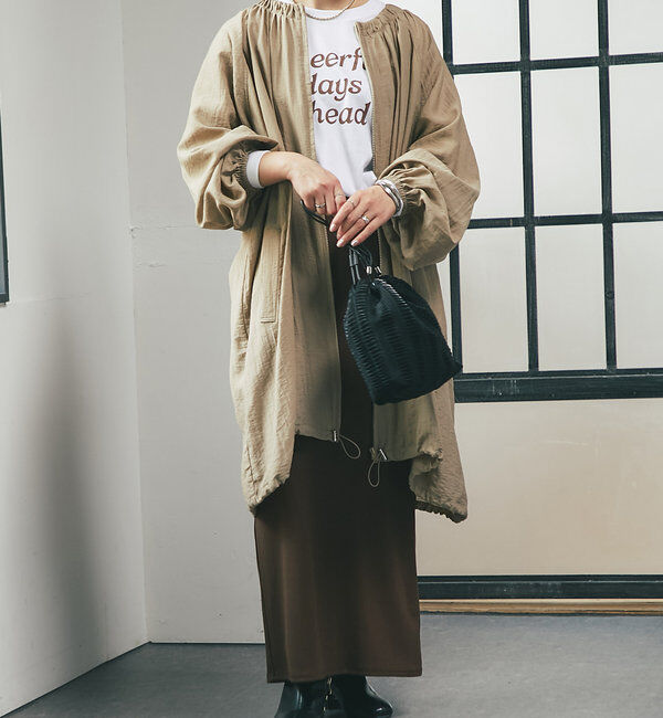  「《さっと羽織れる軽量アウター》麻調シアーロングブルゾン」|その他|