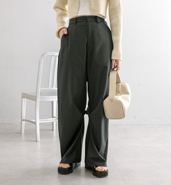  「【３サイズ/6色展開】カーブスラックス」|チノ|チャコールグレー