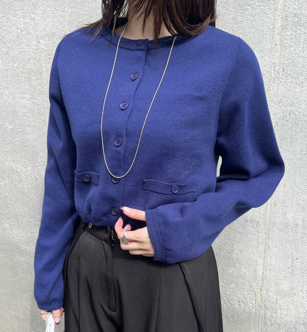  「[mline]ポケットチビカーディガン」|カーディガン|ネイビー