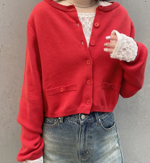  「[mline]ポケットチビカーディガン」|カーディガン|