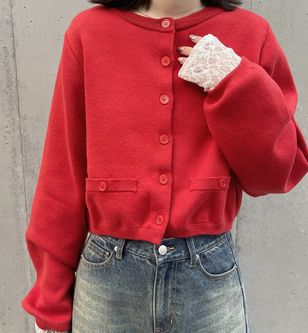  「[mline]ポケットチビカーディガン」|カーディガン|