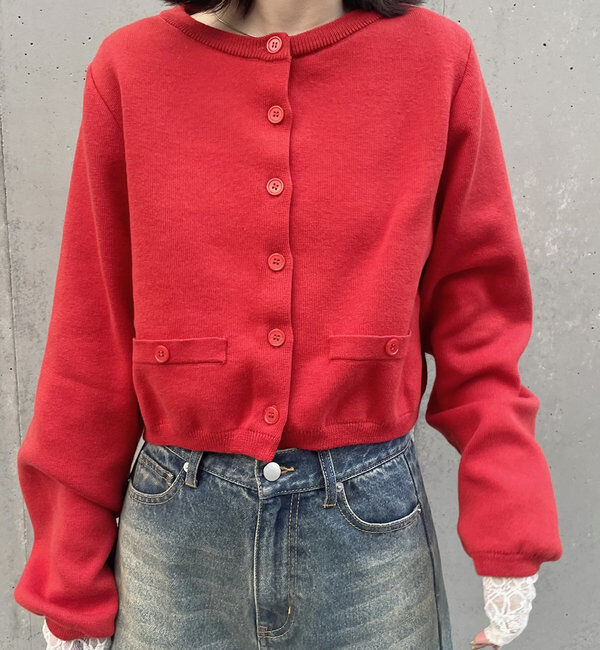  「[mline]ポケットチビカーディガン」|カーディガン|