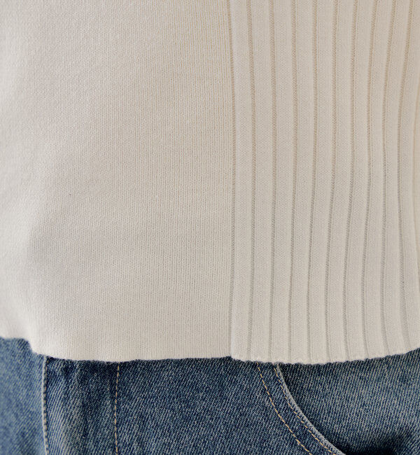  「襟釦デザインビックカラーオフショルリブニット」|ニット・セーター|