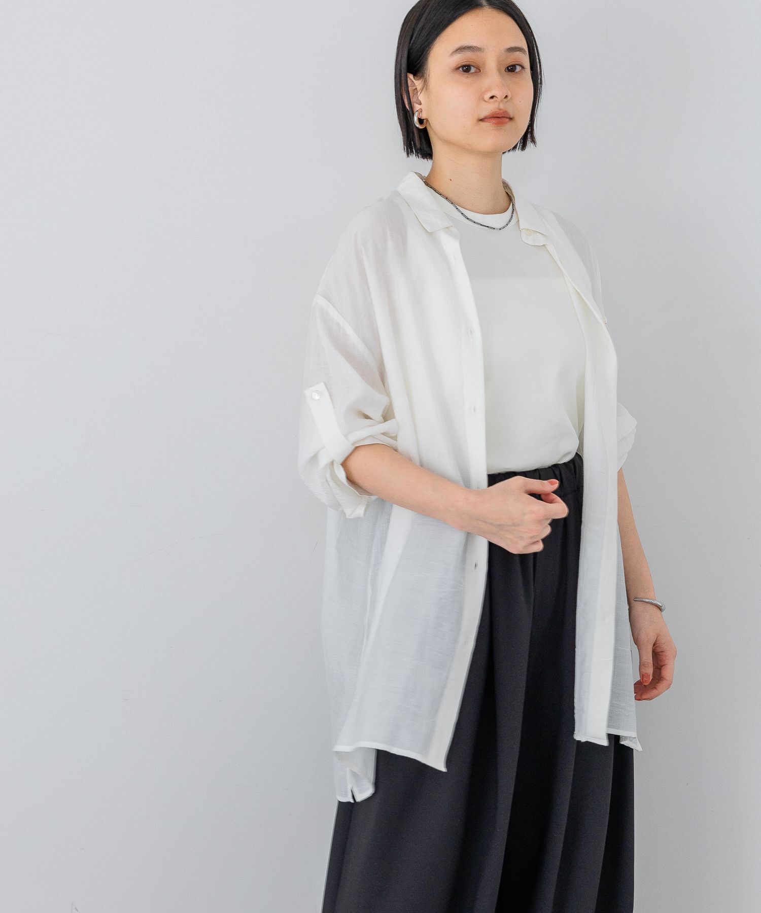 A part by 「ワッシャーロールアップシャツ」|シャツ・ブラウス|オフホワイト