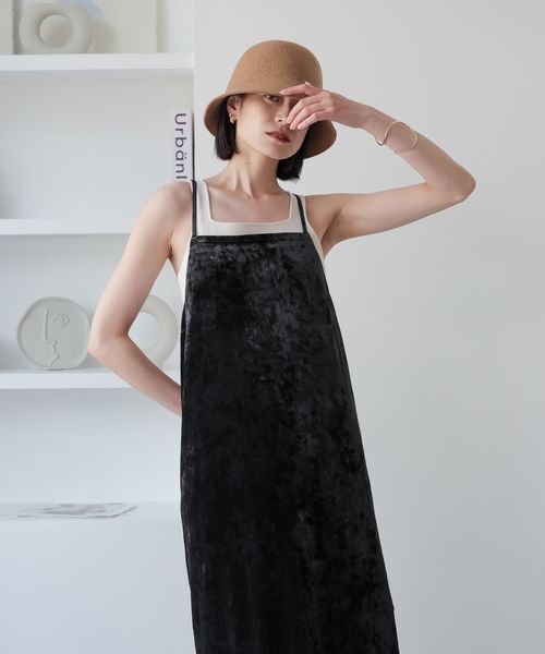 LOWRYS FARM「クラッシュベロアキャミワンピース」|ワンピース|