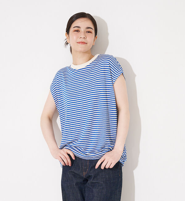 collex「【WEB限定】フレンチスリーブボーダーTシャツ」|Tシャツ・カットソー|ブルー系その他1