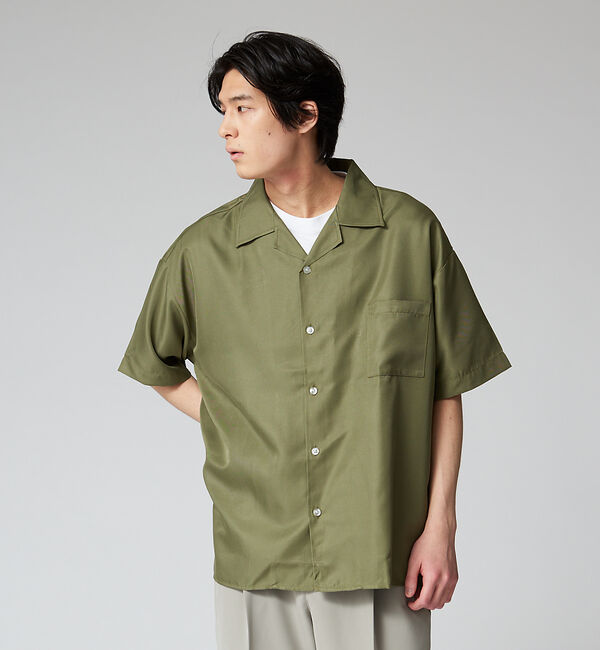 ABAHOUSE「スーベニア バック刺繍 オーバーサイズ オープンカラーシャツ」|シャツ・ブラウス|