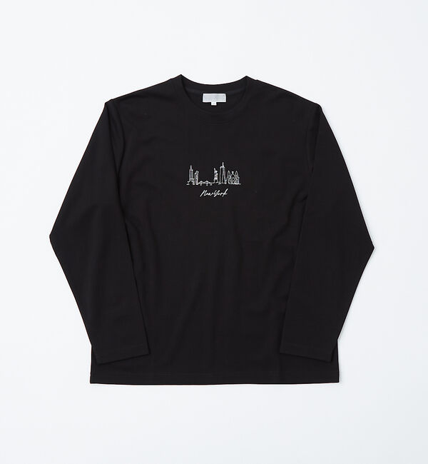 ABAHOUSE「【CITY】刺繍 ポンチ 長袖Tシャツ」|Tシャツ・カットソー|ブラック