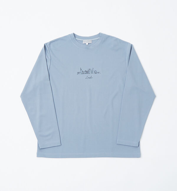 ABAHOUSE「【CITY】刺繍 ポンチ 長袖Tシャツ」|Tシャツ・カットソー|ブルーグレー