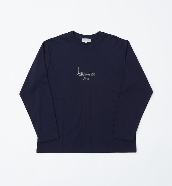 ABAHOUSE「【CITY】刺繍 ポンチ 長袖Tシャツ」|Tシャツ・カットソー|ネイビー
