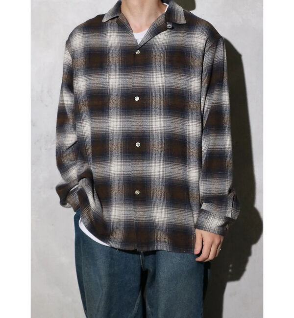 ABAHOUSE「【TOWNCRAFT 】60&lsquo;SLOOP COLLAR NEL OMBRE SH」|シャツ・ブラウス|ブラウン