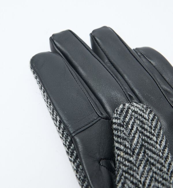 ABAHOUSE「【HarrisTweed】 ラムレザー&times;ツイード コンビ グローブ / タッチパ」|手袋|