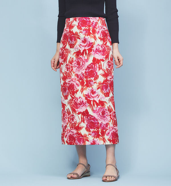 Rouge vif「フラワージャガードタイトスカート」|スカート|ピンク