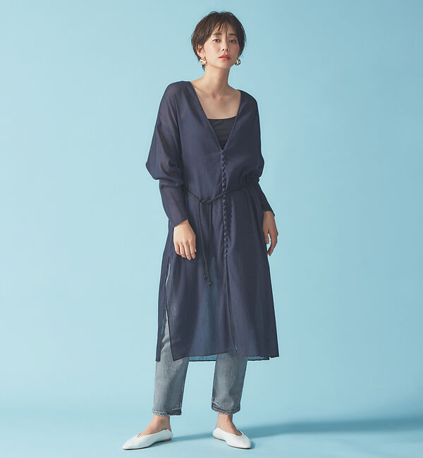 Rouge vif「コットン楊柳ガウンワンピース」|シャツ・ブラウス|ネイビー