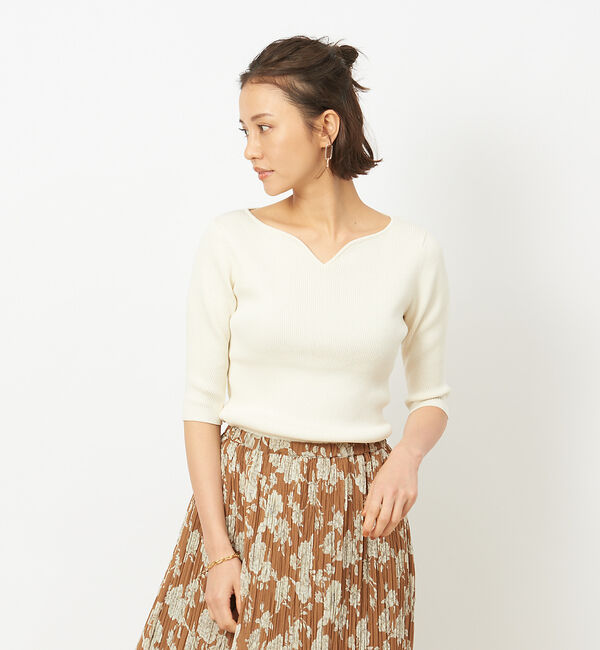 Rouge vif「キーネックリブニット」|ニット・セーター|