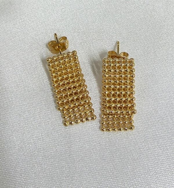 Rouge vif「【Caline Paris/カリーヌパリ】ゴールドメッシュピアス/両耳」|ピアス|