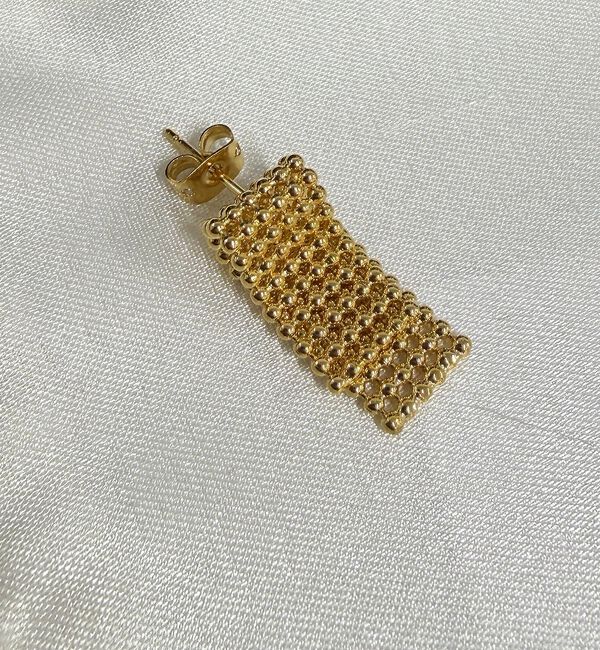 Rouge vif「【Caline Paris/カリーヌパリ】ゴールドメッシュピアス/両耳」|ピアス|