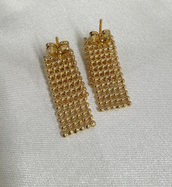 Rouge vif「【Caline Paris/カリーヌパリ】ゴールドメッシュピアス/両耳」|ピアス|