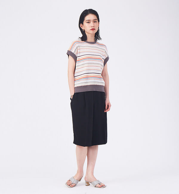 qualite「マルチボーダーリブニット」|ニット・セーター|