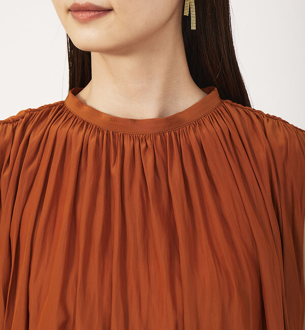 qualite「【WEB・一部店舗限定】ギャザーノースリーブブラウス」|シャツ・ブラウス|