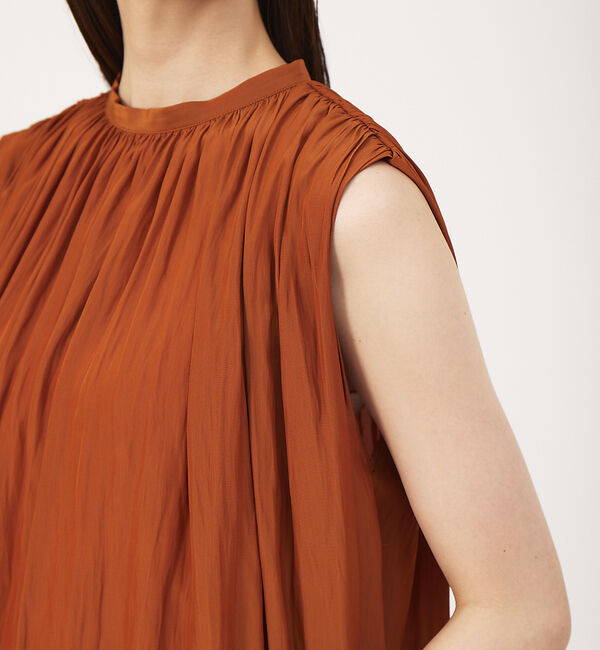 qualite「【WEB・一部店舗限定】ギャザーノースリーブブラウス」|シャツ・ブラウス|