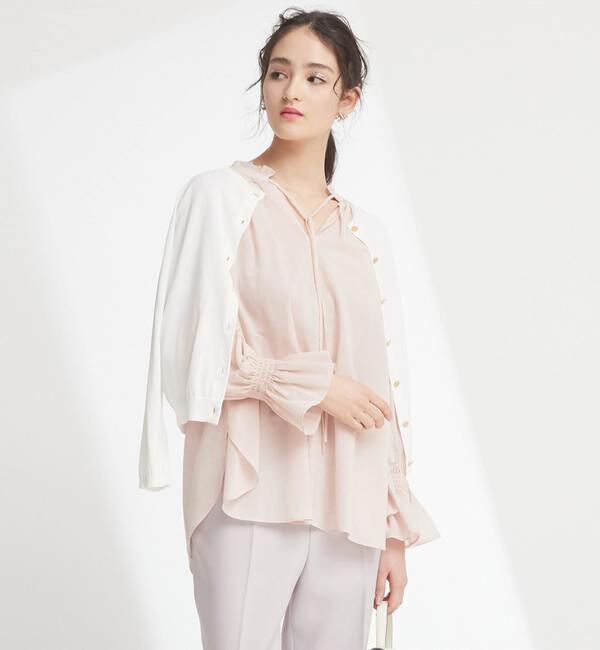 TIARA「袖フリルスキッパーブラウス」|シャツ・ブラウス|ライトピンク