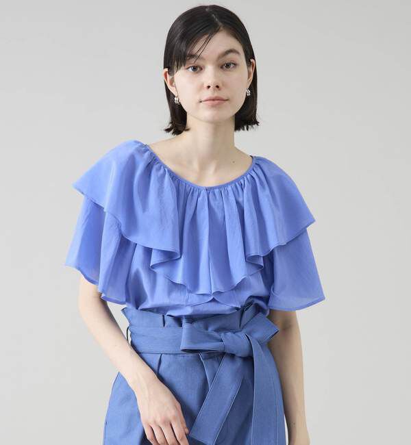 TIARA「フリルカラー2WAYブラウス」|シャツ・ブラウス|ライトブルー