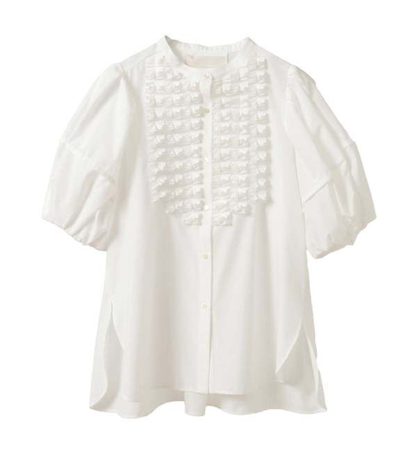 TIARA「【MARILYN MOON/マリリンムーン】フロントフリル袖ボリュームブラウス（4252-177）」|シャツ・ブラウス|ホワイト