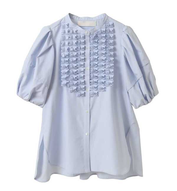 TIARA「【MARILYN MOON/マリリンムーン】フロントフリル袖ボリュームブラウス（4252-177）」|シャツ・ブラウス|サックス