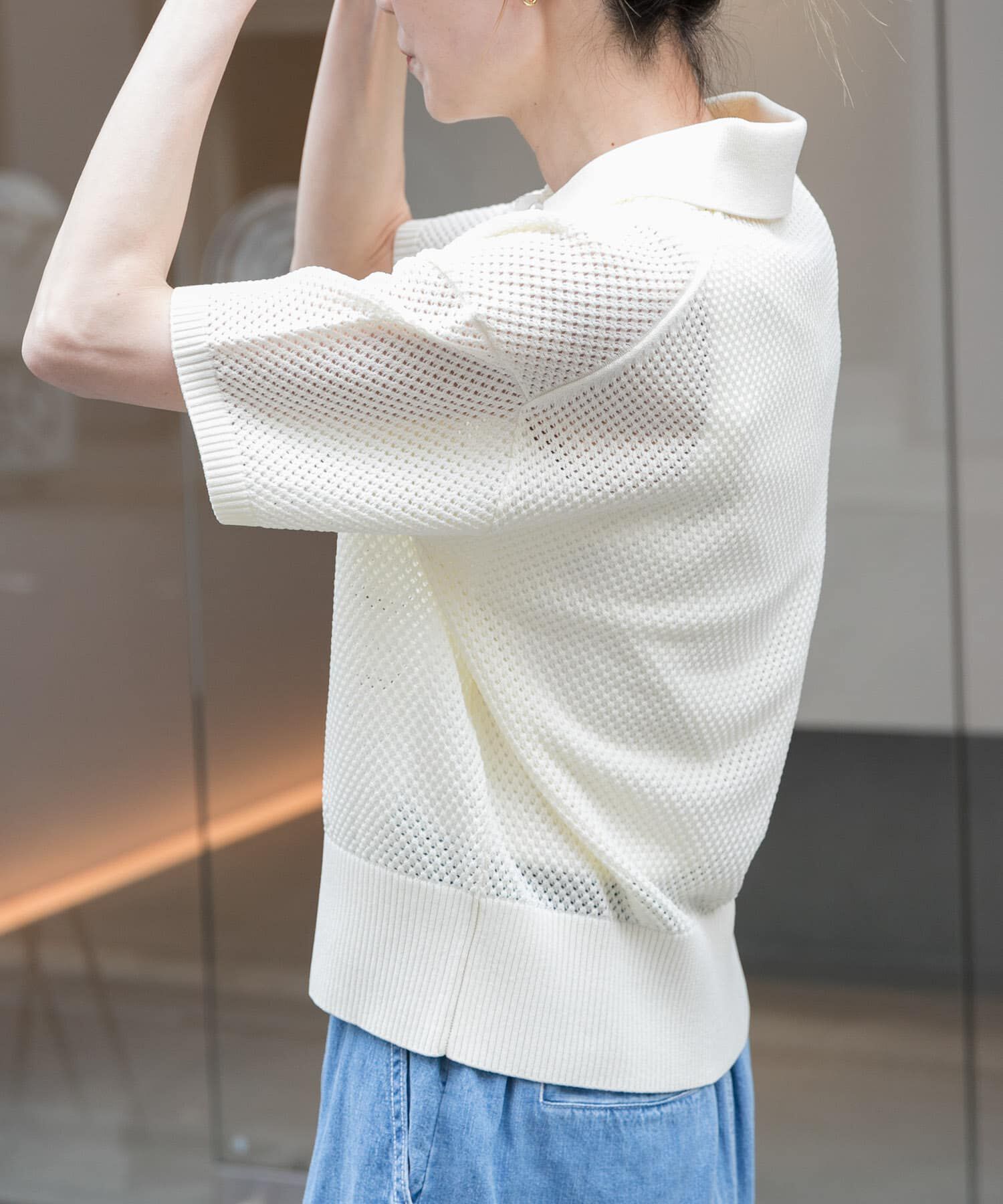 URBAN RESEARCH DOORS「FORK&SPOON　メッシュパターンニットポロシャツ」|ニット・セーター|