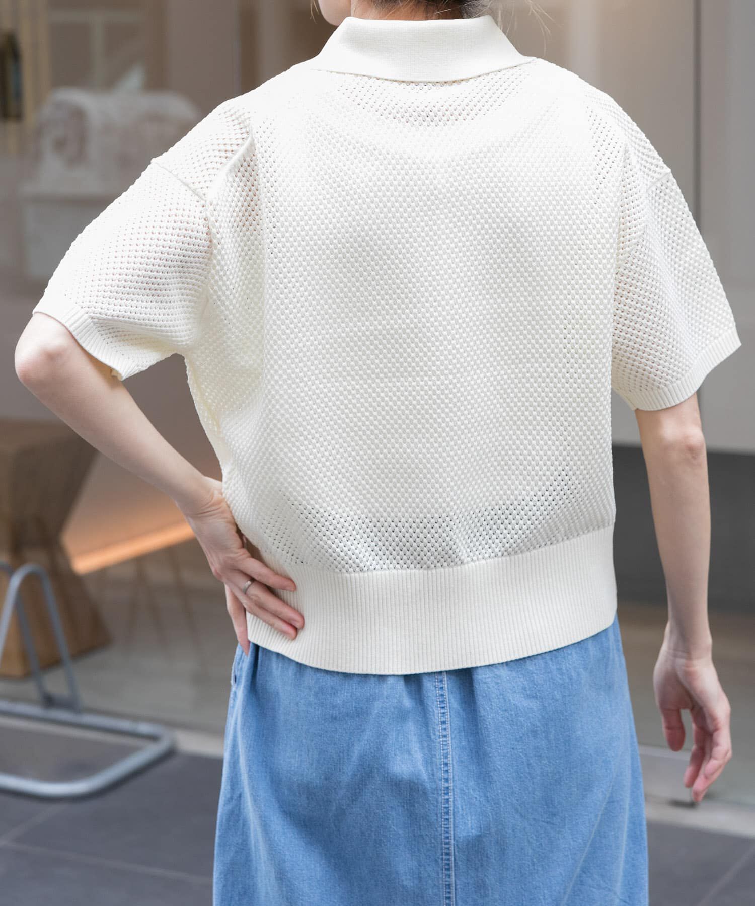 URBAN RESEARCH DOORS「FORK&SPOON　メッシュパターンニットポロシャツ」|ニット・セーター|