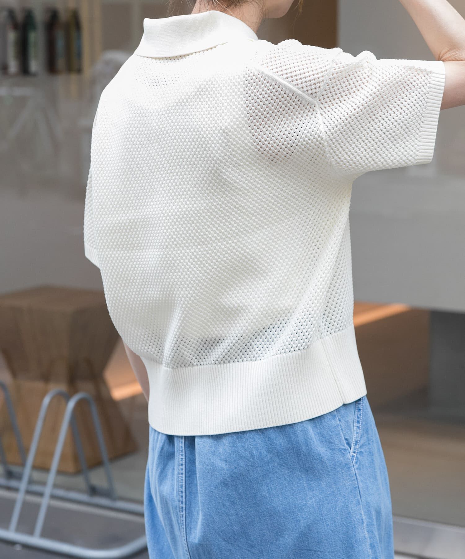 URBAN RESEARCH DOORS「FORK&SPOON　メッシュパターンニットポロシャツ」|ニット・セーター|