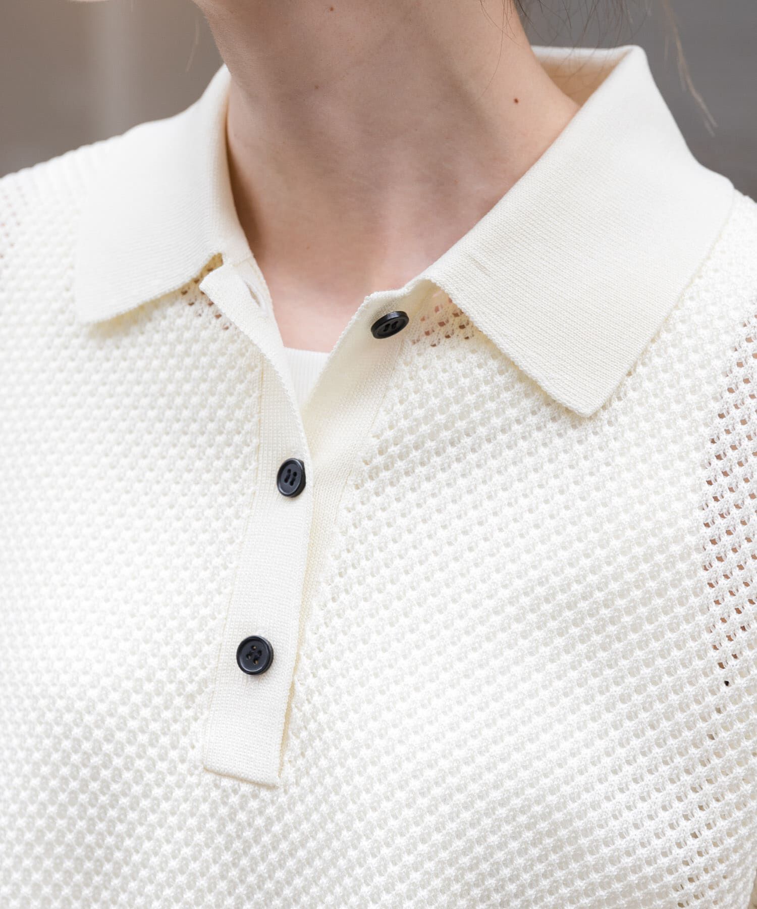 URBAN RESEARCH DOORS「FORK&SPOON　メッシュパターンニットポロシャツ」|ニット・セーター|