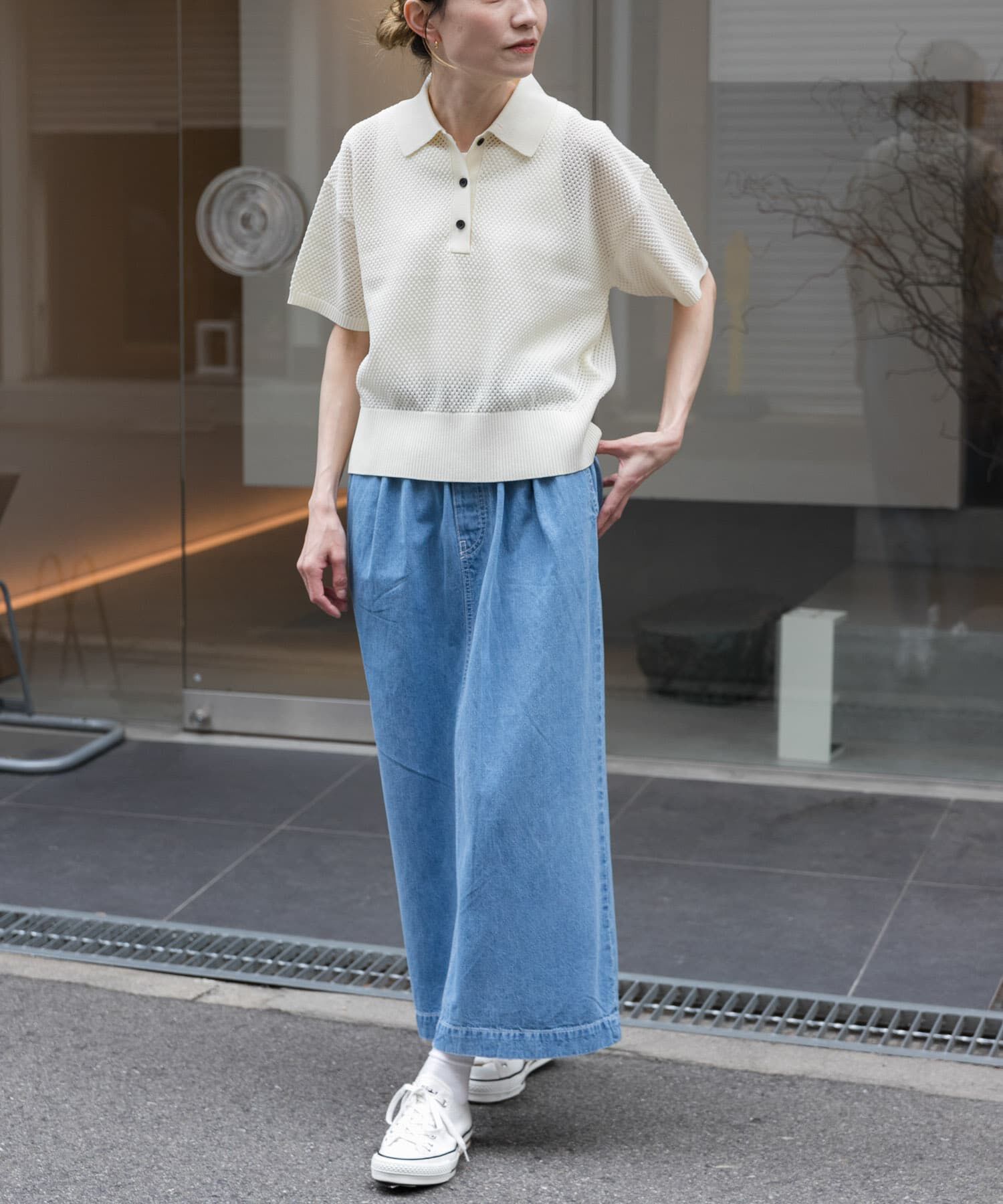 URBAN RESEARCH DOORS「FORK&SPOON　メッシュパターンニットポロシャツ」|ニット・セーター|