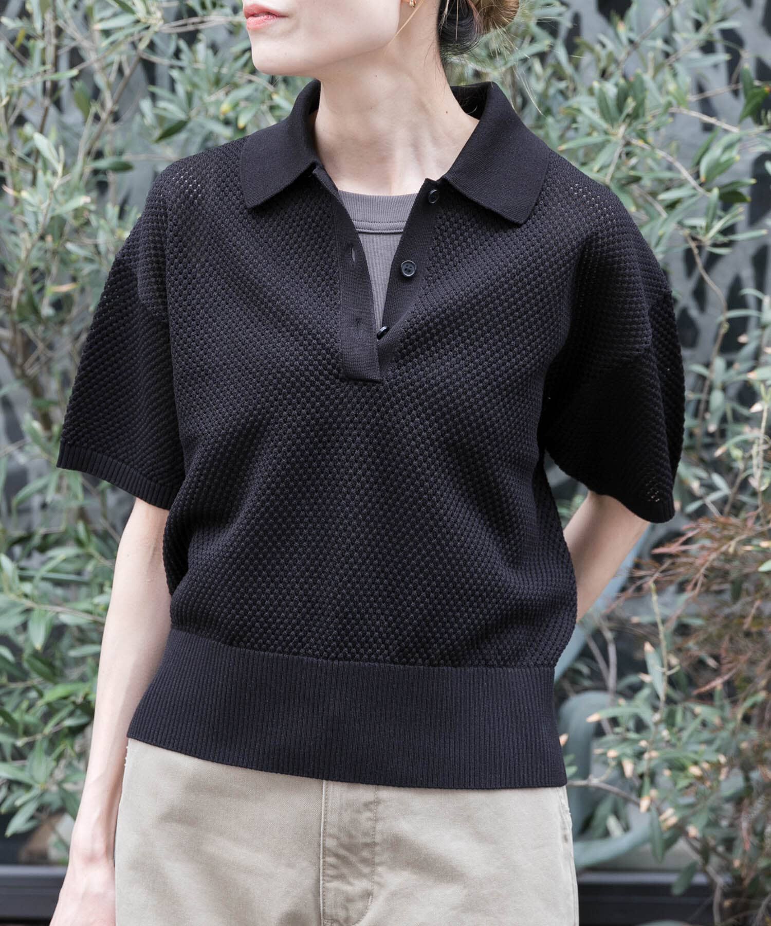 URBAN RESEARCH DOORS「FORK&SPOON　メッシュパターンニットポロシャツ」|ニット・セーター|
