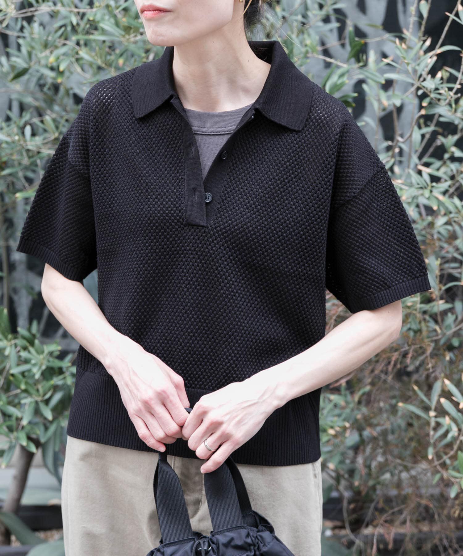 URBAN RESEARCH DOORS「FORK&SPOON　メッシュパターンニットポロシャツ」|ニット・セーター|