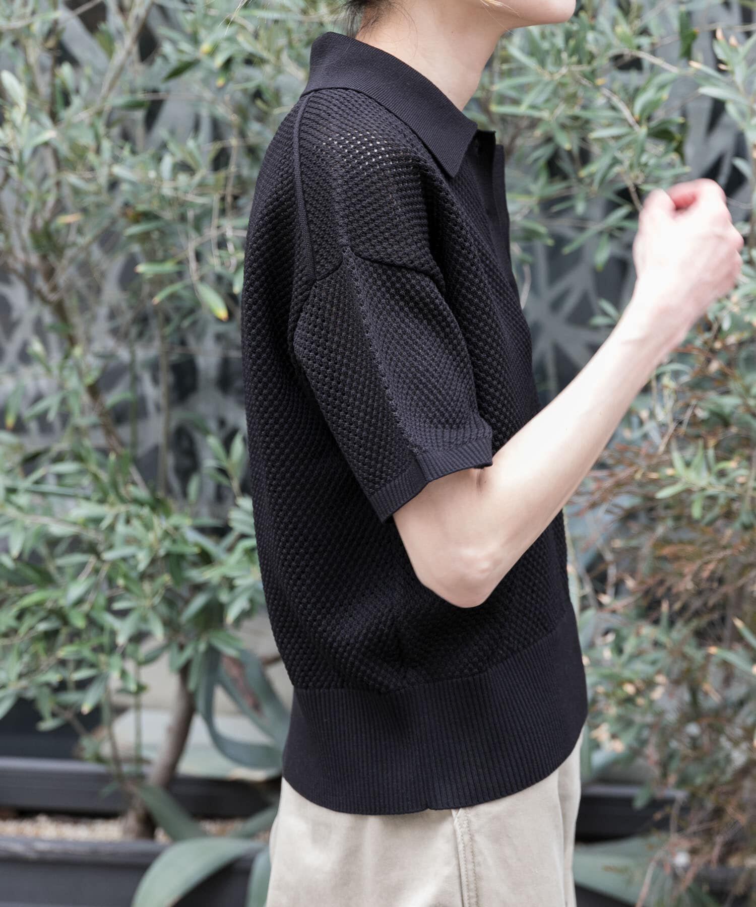 URBAN RESEARCH DOORS「FORK&SPOON　メッシュパターンニットポロシャツ」|ニット・セーター|