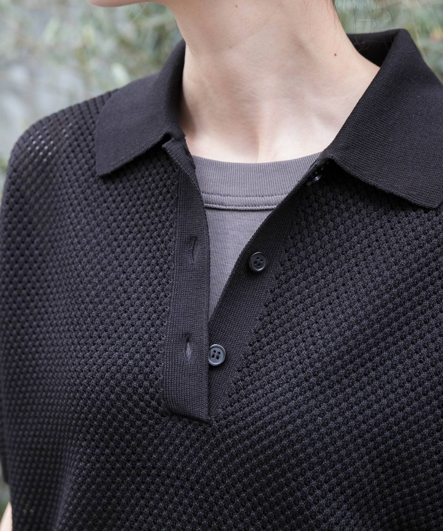 URBAN RESEARCH DOORS「FORK&SPOON　メッシュパターンニットポロシャツ」|ニット・セーター|