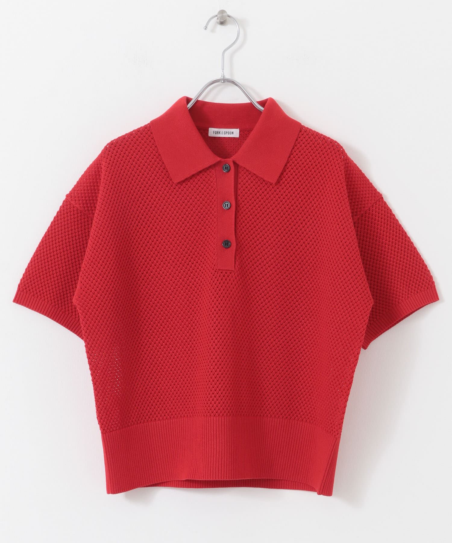 URBAN RESEARCH DOORS「FORK&SPOON　メッシュパターンニットポロシャツ」|ニット・セーター|