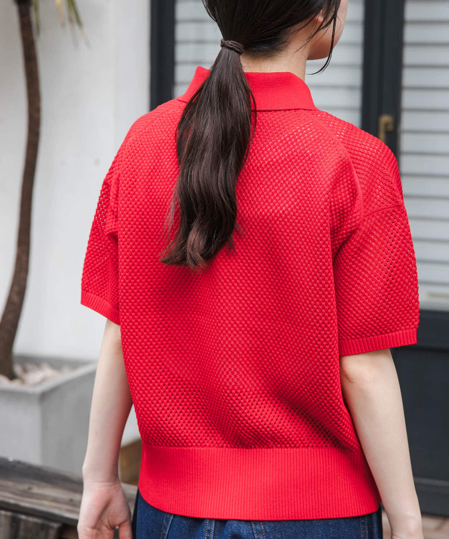 URBAN RESEARCH DOORS「FORK&SPOON　メッシュパターンニットポロシャツ」|ニット・セーター|