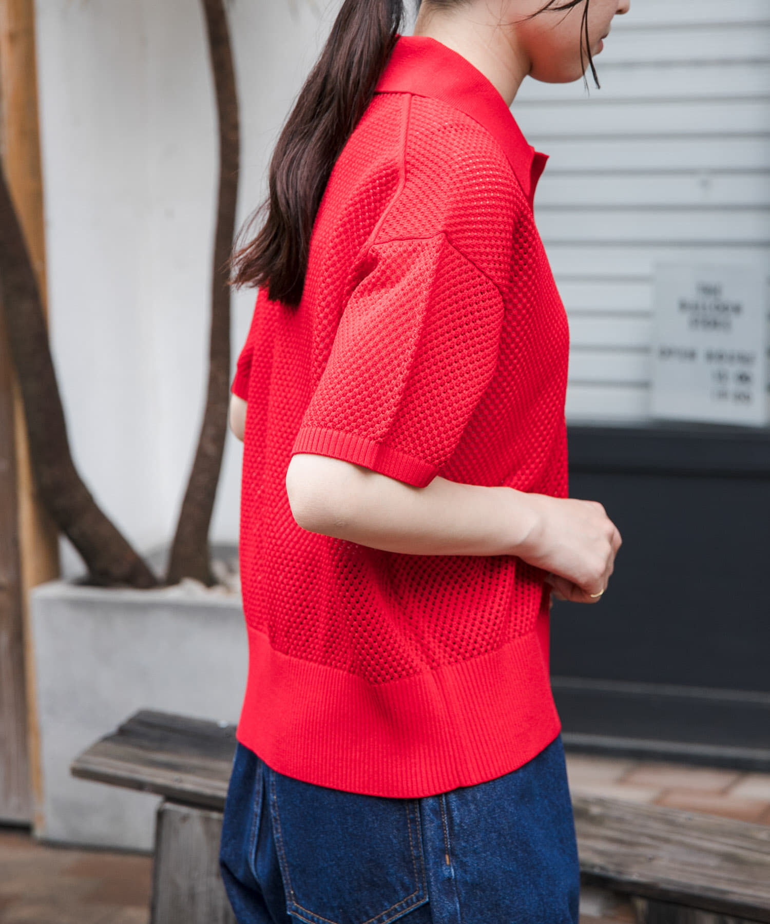 URBAN RESEARCH DOORS「FORK&SPOON　メッシュパターンニットポロシャツ」|ニット・セーター|