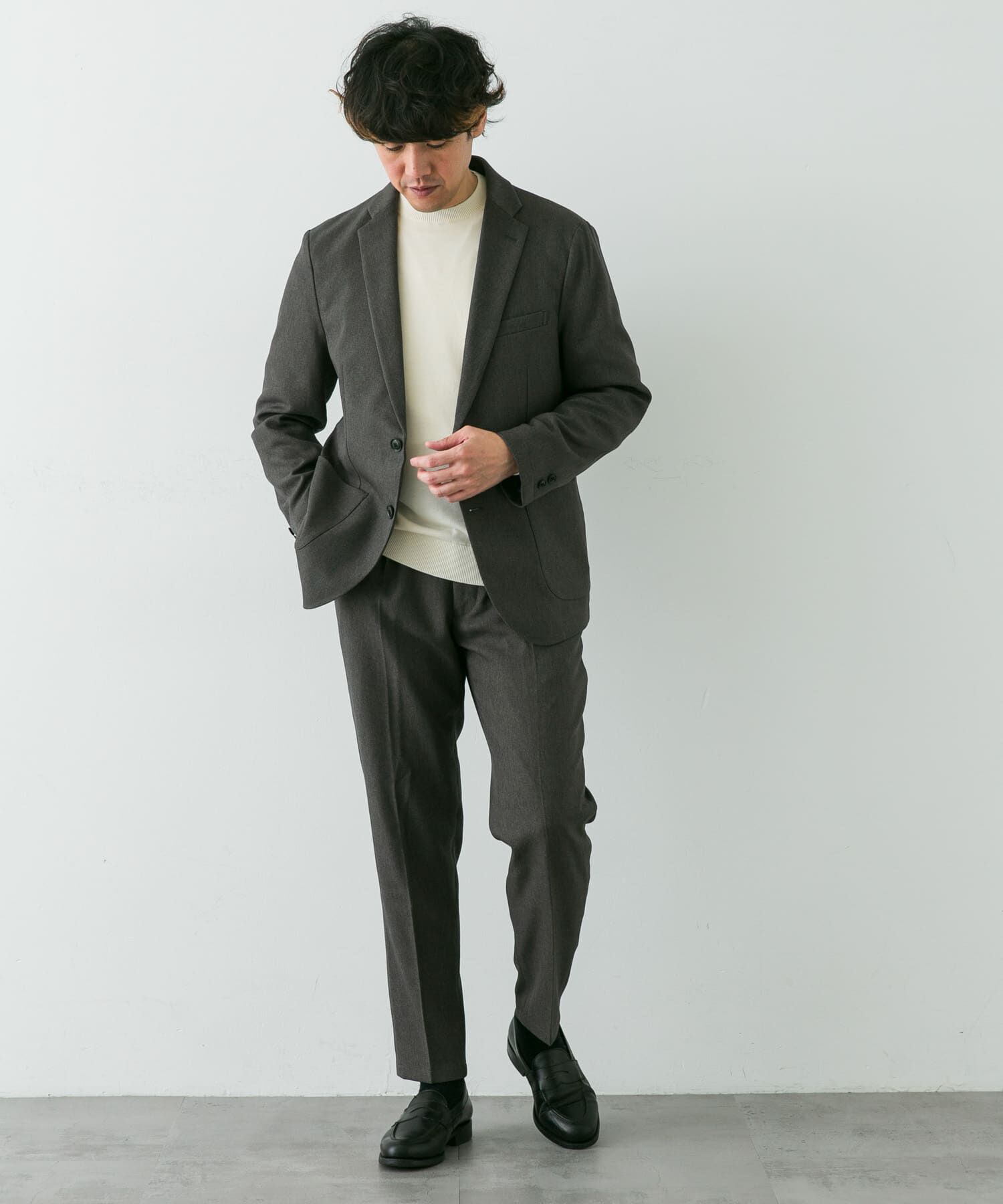URBAN RESEARCH DOORS「LIFE STYLE TAILOR　ブラッシュドウールライクストレッチパンツ」|スラックス|