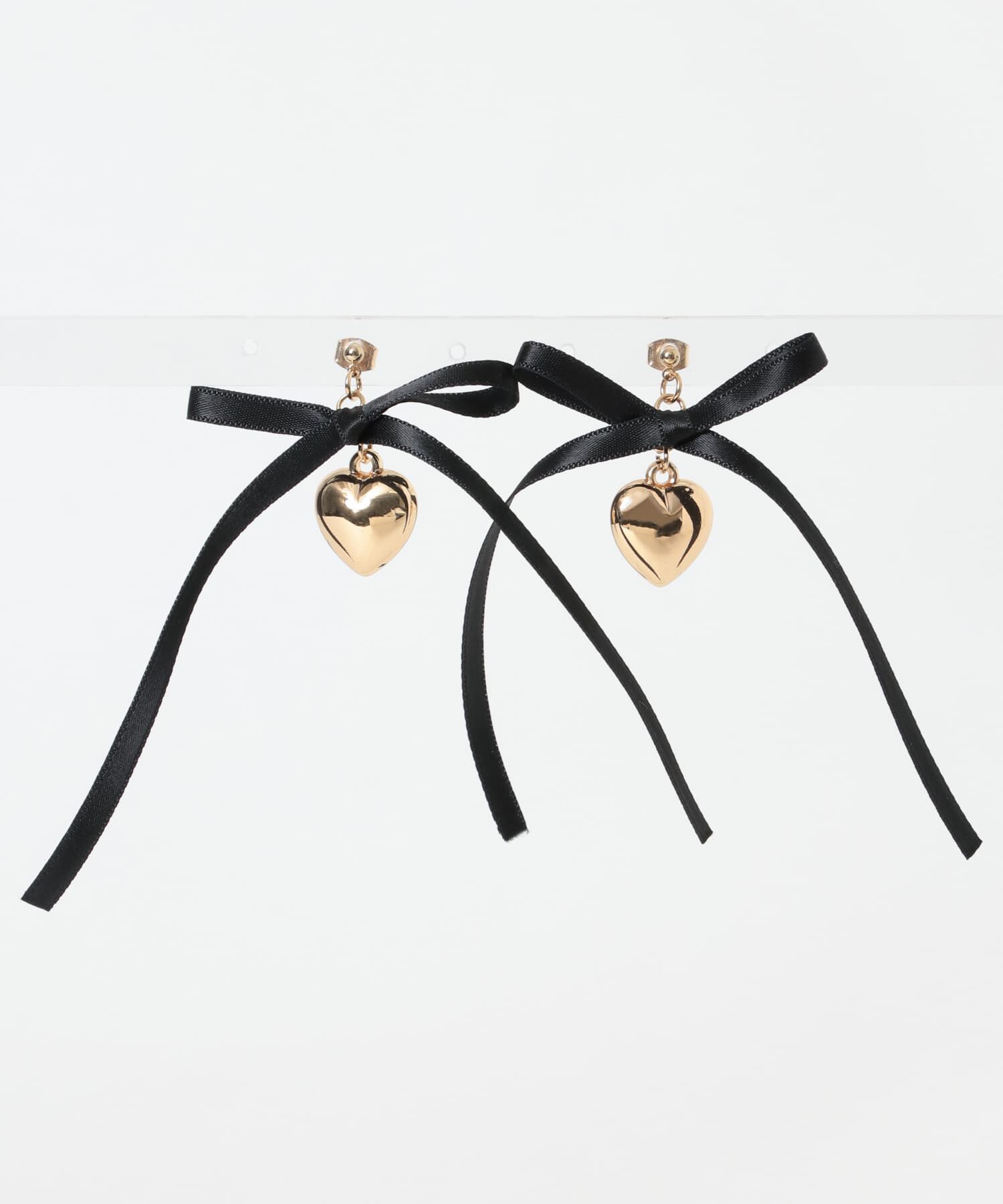 SMELLY「サテンリボンハートピアス」|ピアス|