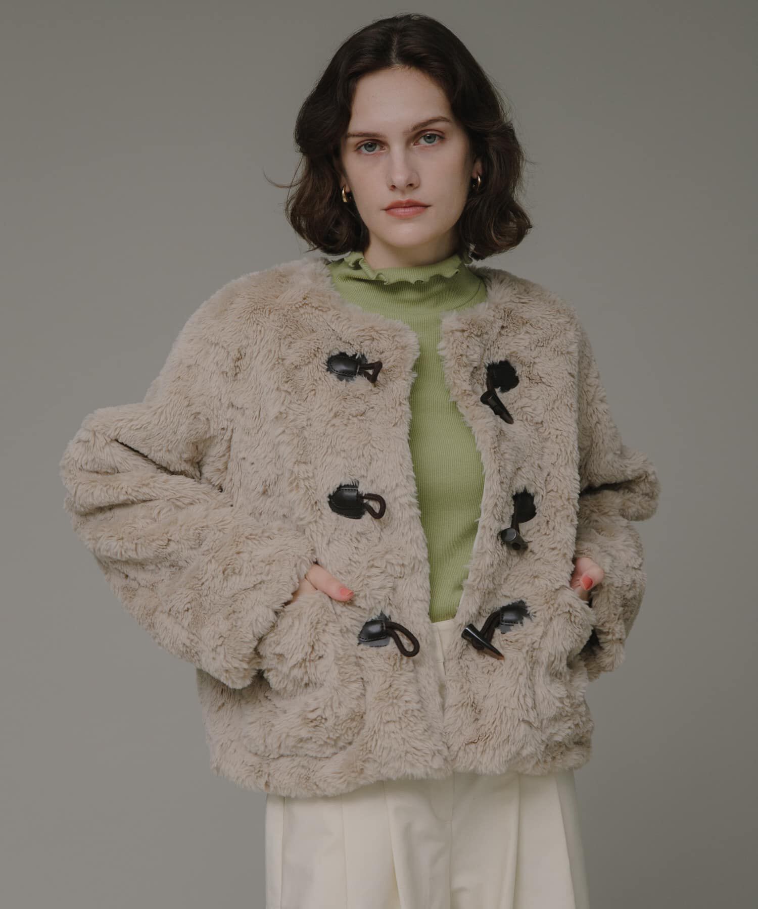 Sonny Label 「ノーカラーフェイクファーコート」|ノーカラーコート|