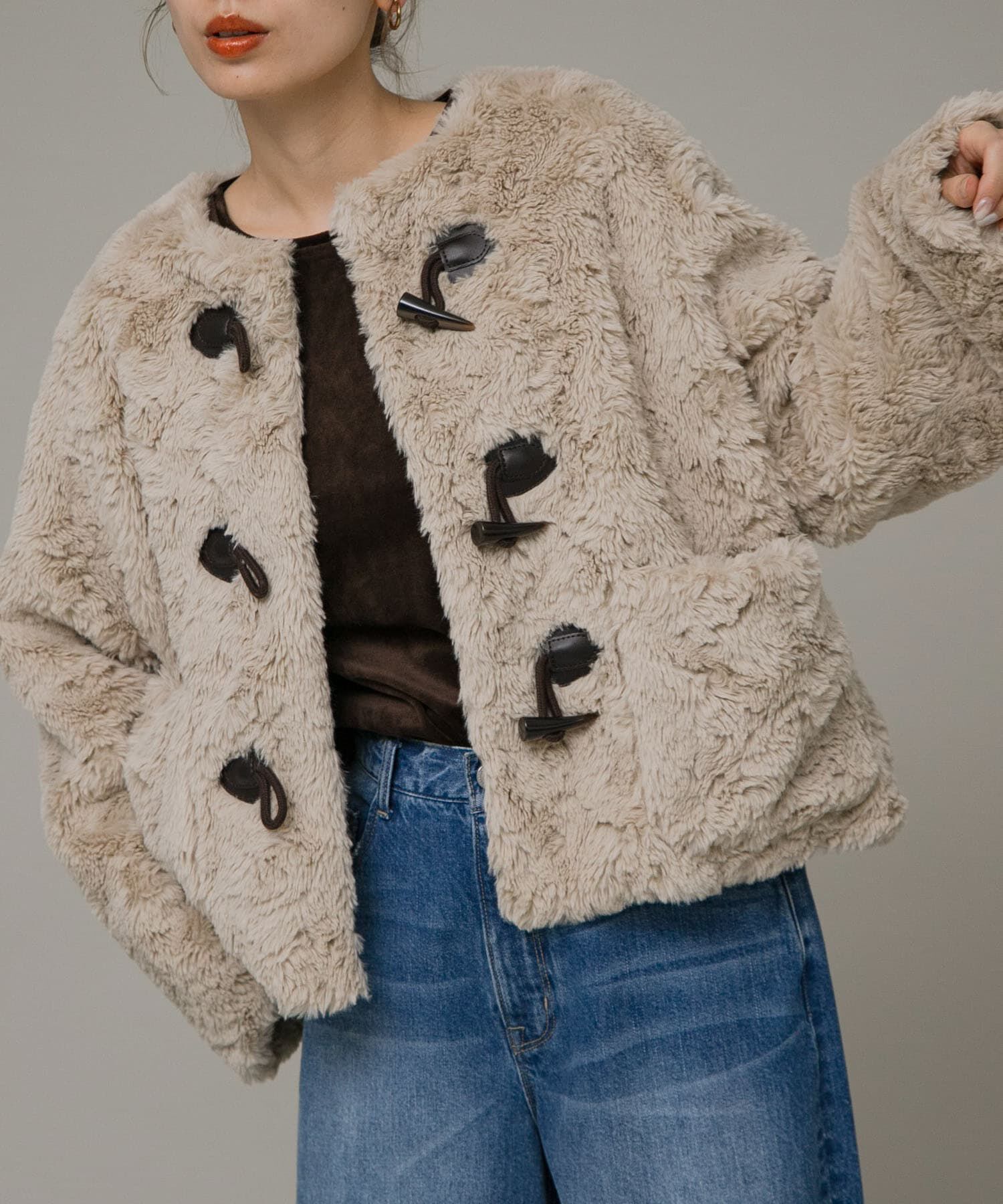 Sonny Label 「ノーカラーフェイクファーコート」|ノーカラーコート|