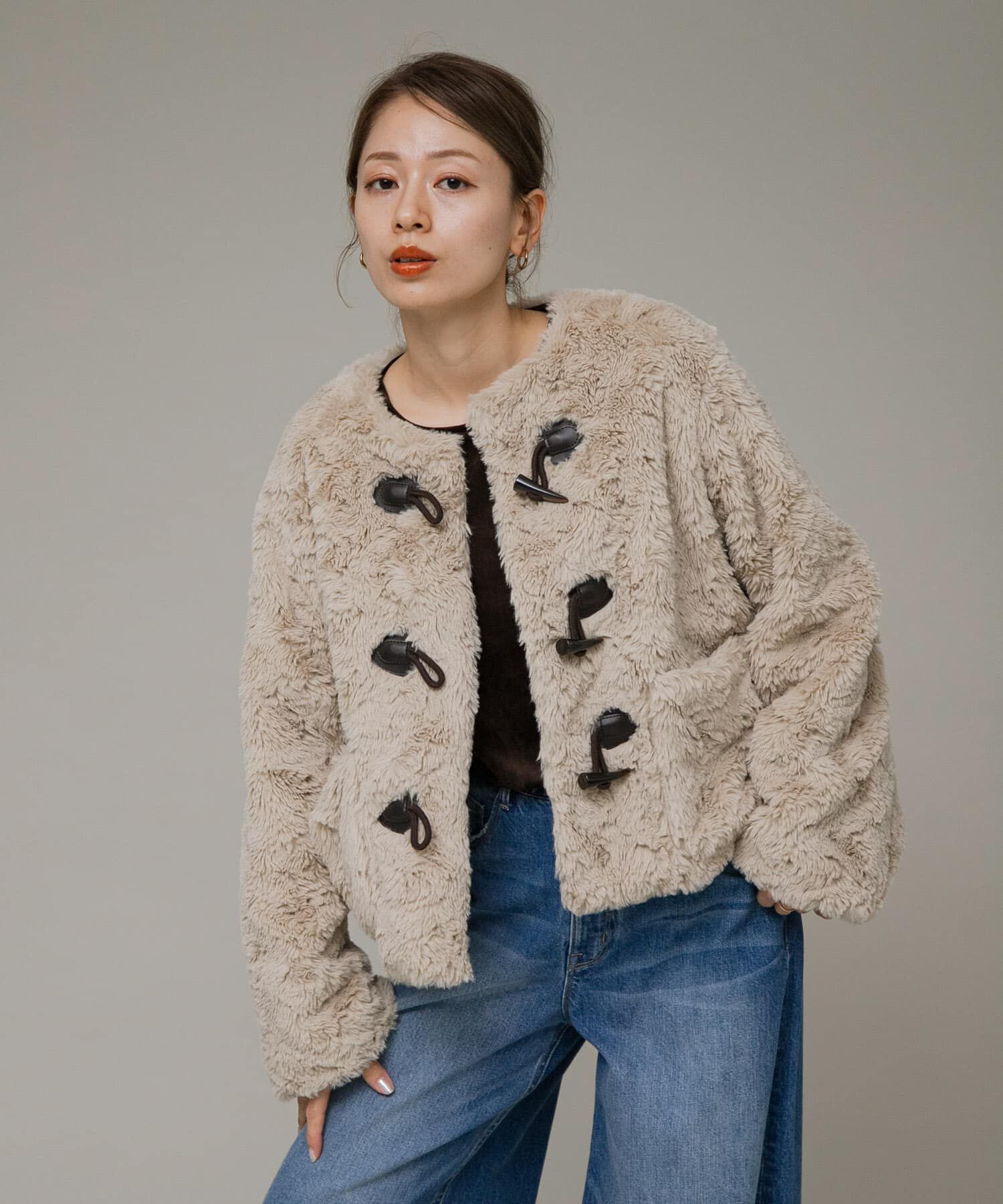 Sonny Label 「ノーカラーフェイクファーコート」|ノーカラーコート|