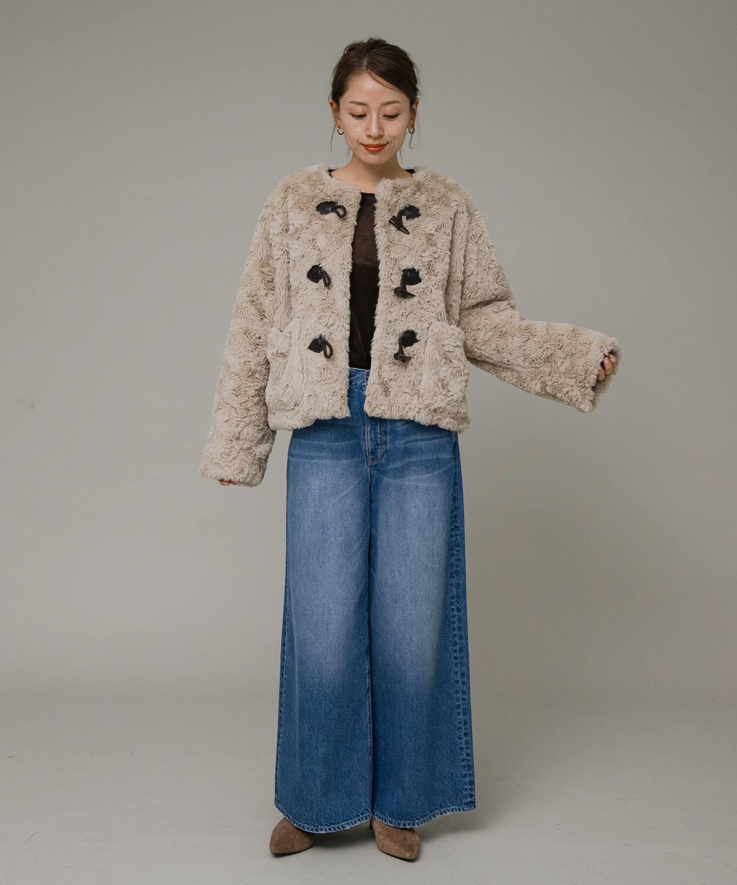 Sonny Label 「ノーカラーフェイクファーコート」|ノーカラーコート|