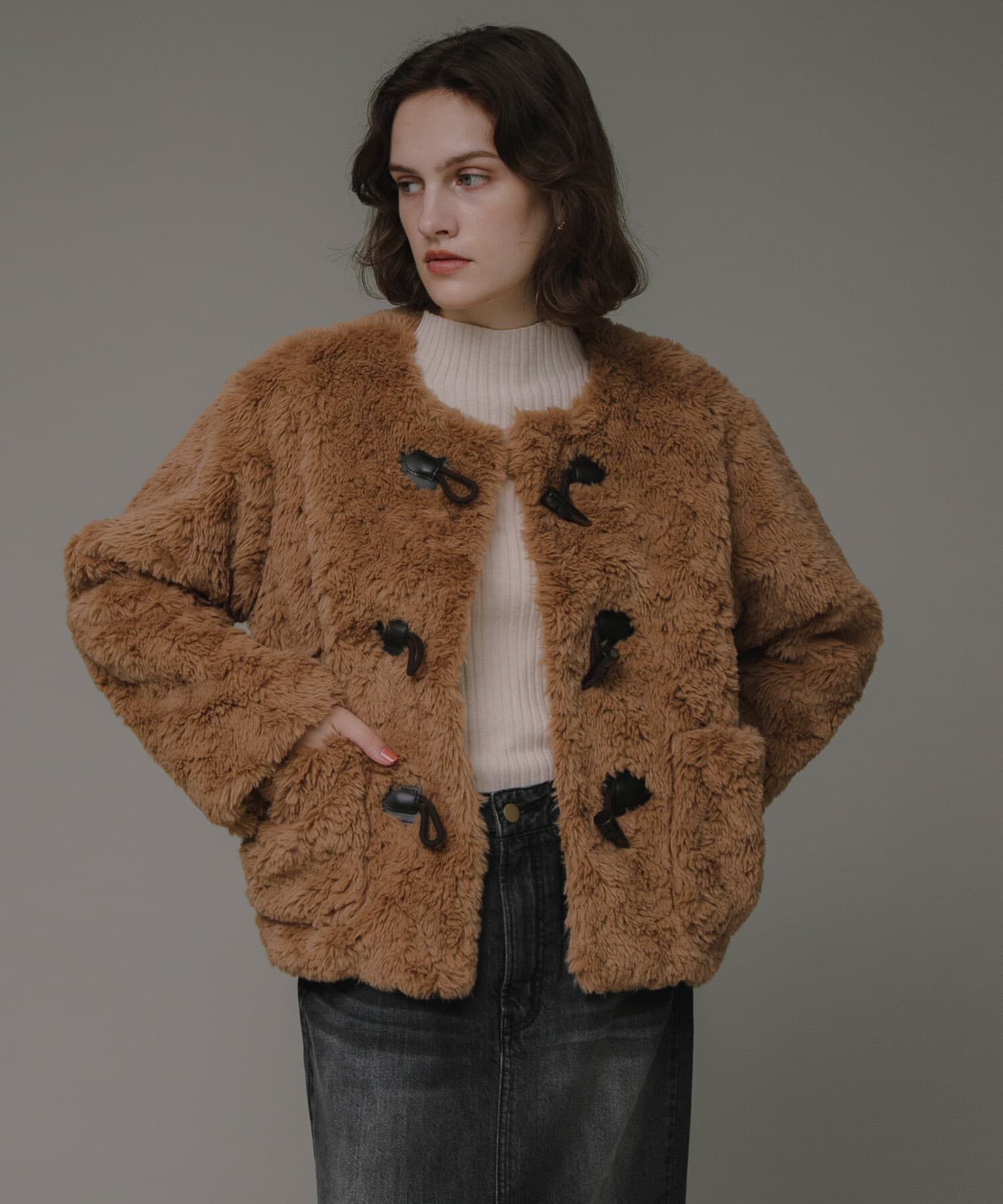 Sonny Label 「ノーカラーフェイクファーコート」|ノーカラーコート|