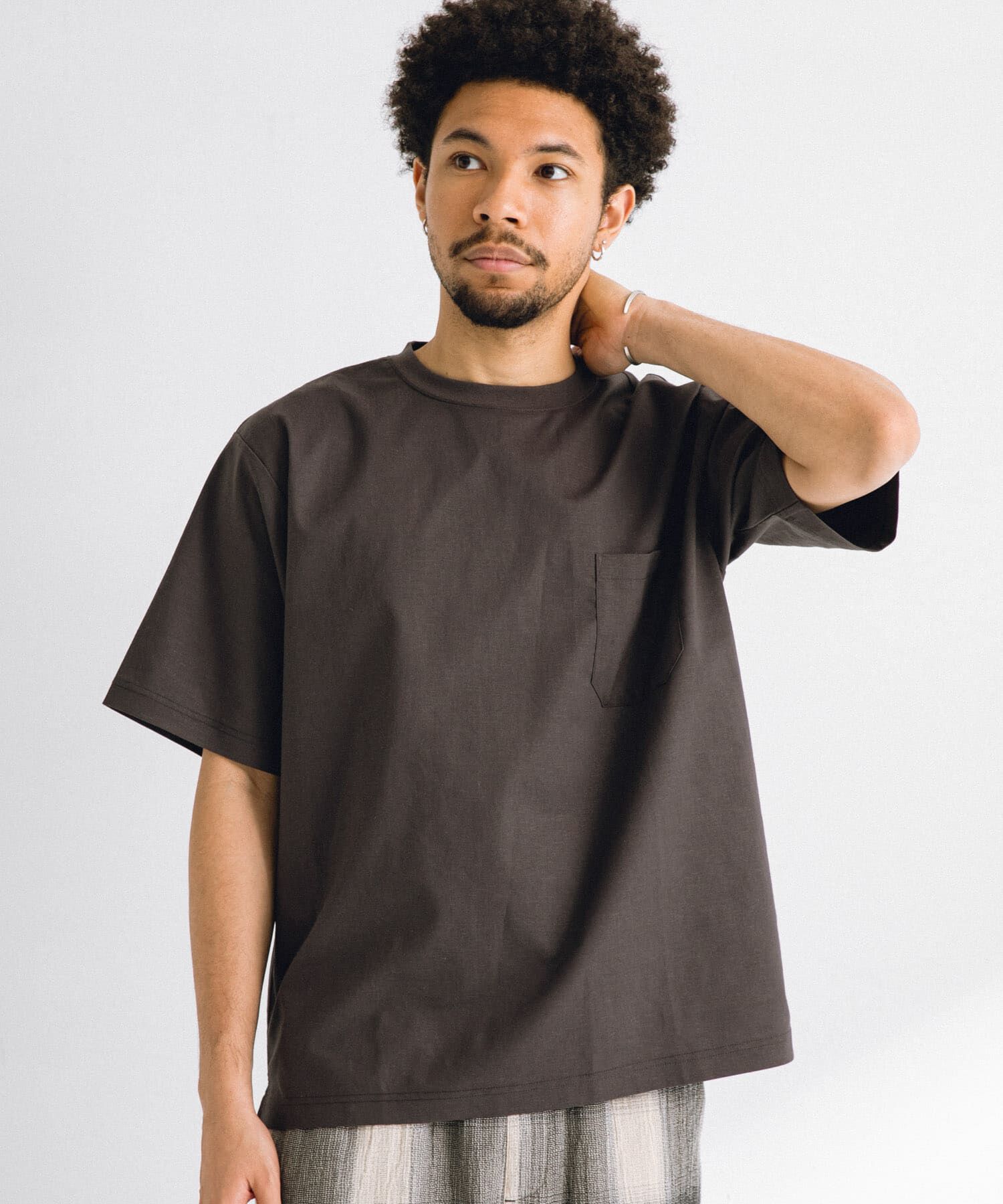 Sonny Label 「『接触冷感/イージーケア』リネン混ショートスリーブTシャツ」|Tシャツ・カットソー|チャコールグレー